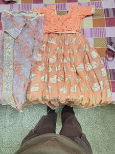 Peach & Gold Lehenga Set