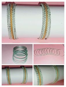 Silver & Gold Print Bangle Set