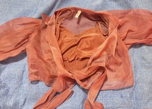 Peach Tie-Front Top
