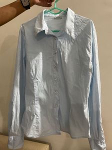 Body Hugging Light Blue Button Down Shirt