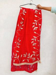 Red Embroidered Kurta Set