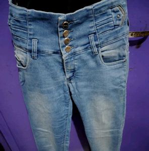 High Waisted Button Jeans
