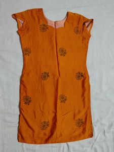 ❗ CLEARANCE ❗Orange Printed Silk Kurta
