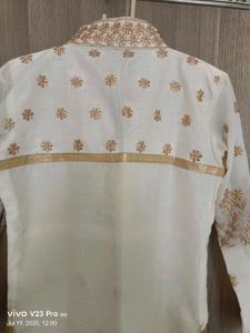 Off White Embroidered Kurta Set