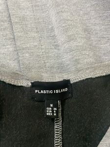 Oversized Gray V-Neck T-Shirt Dress