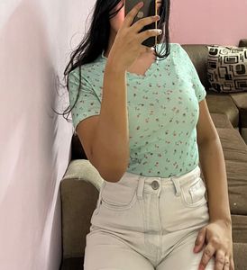 Soft Girl Floral Rib Tee 🌸