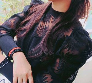 Chic Black Lace Sleeve Top