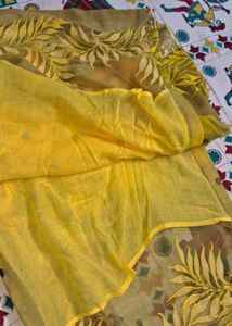 Yellow Kurti with Leaf + Polka Dots Design