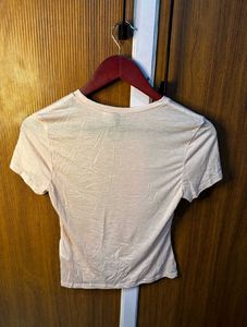 H&amp;M Sheer Baby Pink Fitted Tee