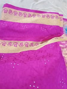 Pink Embellished Saree