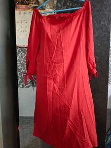 Aks Red Off Shoulder Kurta