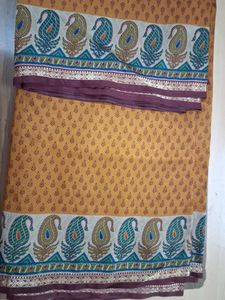 Mustard Polysilk Saree