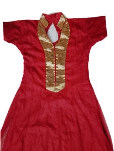 Elegant Red &amp; Golden Anarkali Dress – Like New♥️