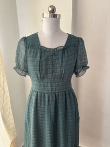 Green Checkered Midi Dress