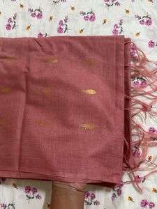 Pintrest Peach Cotton Saree