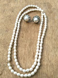 Pearl Necklace &amp; Earrings Set