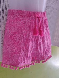 Pink Floral Pom-Pom Shorts