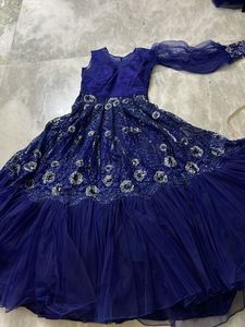 Elegant Blue Embroidered Gown