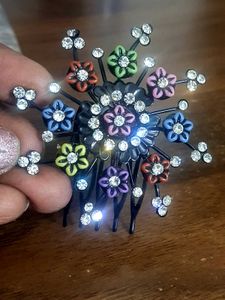 Floral Rhinestone Hair Comb