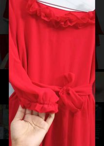 Vintage Red Maxi Dress Gown Party Women