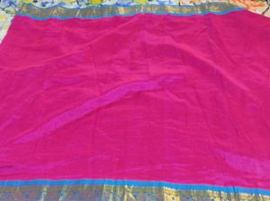 Rani Pink And Blue Silk Cotton Saree