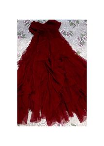 STYLISH MAROON DRESS with RUFFLE | Size : S