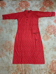 Red Print Button-Down Kurta♥️