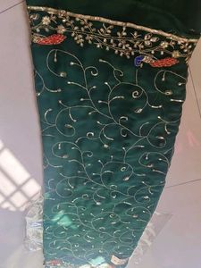 Rajputi chiffon New dark green Saree