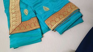 Elegant Blue Embroidered Saree