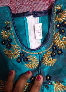 Cute Blue &amp; Gold Lehenga Choli