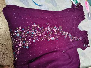 Beautiful Mauve party wear kurta &amp; dupatta in 40 s