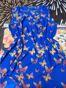 A Line Blue Butterfly Dress