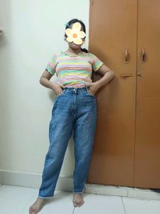 High Waist Blue Mom Fit Jeans