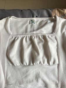 Cute White Long Sleeve Top