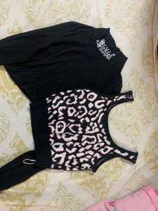 Leaped Print And Black Top