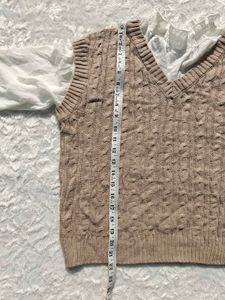 Cute Brown Knit Vest with Sleeves