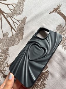 3D Black Heart Design Phone Case For Iphone 15