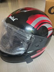 Solid Motorcycle Helmet - Black & Red