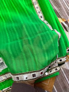 Green Maya Mirror Saree no blouse