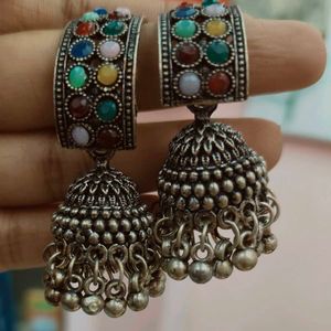 Colorful oxidised Jhumka Earrings