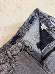 Gray Denim Straight Leg Jeans