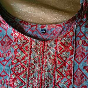 🛍️ Red Embroidered Kurta ⭐⭐⭐