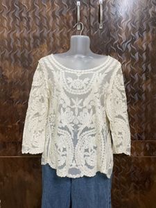 H&amp;M OffWhite Floral Lace Scoop