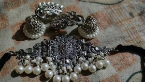 Silver Tone Pearl Jewelry Set
