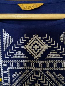 Aurelia Women’s Woven Pattern Blue Kurta (xl)