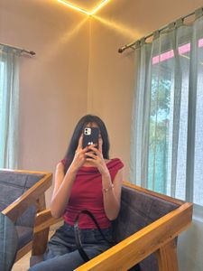 Solid Colour Off Shoulder Ruched Redberry Top