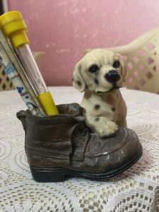 Cute Puppy Pen Stand And Money Bank