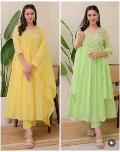 Green Pure Mal Cotton Suit Set