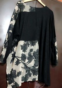 Black Top White Net Floral Design For 58 Bust