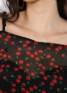Cherry Print Off-Shoulder Top